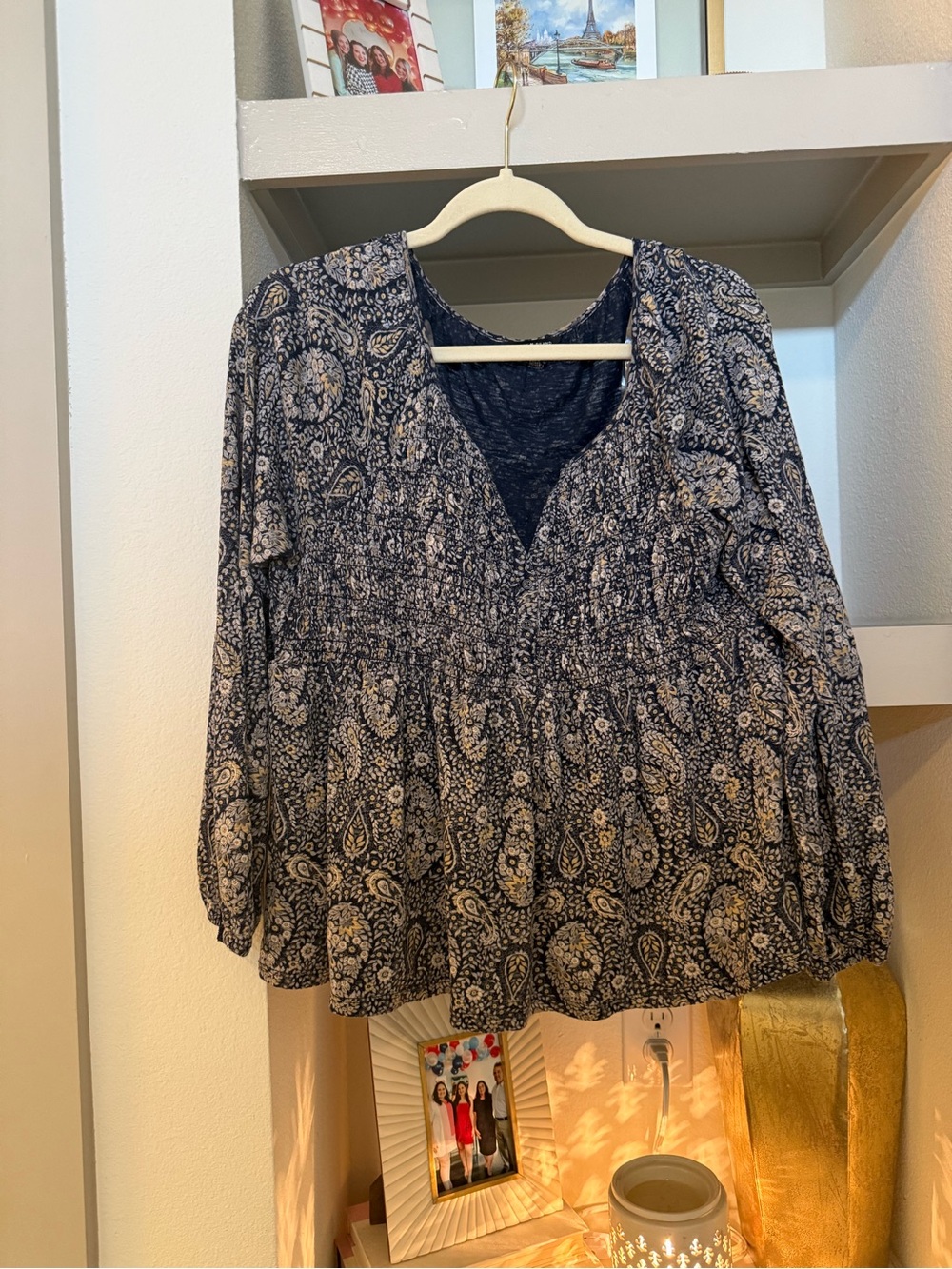 Lucky Brand Navy Paisley V-Neck Tunic